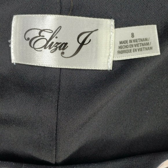 Eliza J Shift Dress Floral Short Elbow Sleeve Black Pink Flowers Size 8 - Picture 5 of 6